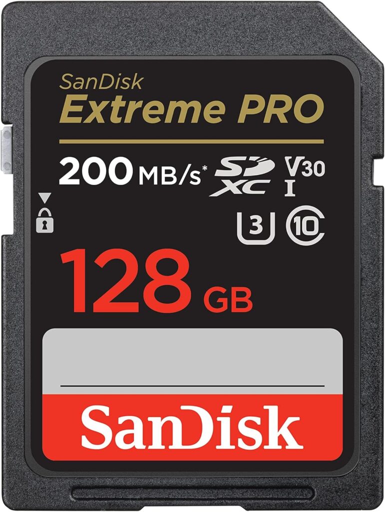 SanDisk Extreme Pro 128GB SD card used by SleepForm Studio for recording ambient 4K videos